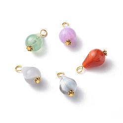Mixed Color Acrylic Pendants, with Iron Finding, Imitation Gemstone Style, Teardrop, Mixed Color, 22~22.5x11mm, Hole: 3mm