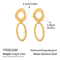 Настоящее золото 18K Серьги-гвоздики из нержавеющей стали в стиле ретро «Французский овал» 304, реальный 18 k позолоченный