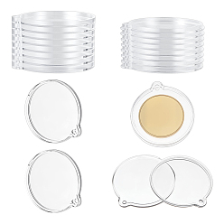 Прозрачный Плоская круглая акриловая памятная монетница, прозрачные, 60x55x6 мм, отверстие : 3 мм, внутренний диаметр: 50 мм, 12 шт / комплект