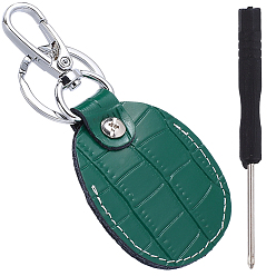 Темно-серый 1 набор брелоков-подвесок из коровьей кожи, со сплавочной фурнитурой, платина, с отверткой, слеза, темно-серый, 62x47 мм