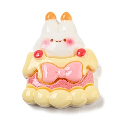 Кролик Кабошоны на тему дня рождения из непрозрачной смолы с декодированием, мультяшные кабошоны, для изготовления ювелирных изделий, кролик, 33x25x8.5 мм