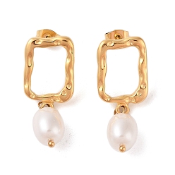 Золотой Ионное покрытие (ip) 304 серьги-гвоздики из пластика и нержавеющей стали, прямоугольные, золотые, 34.5x13.3 мм