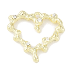 Золотой Подвески из сплава с кристаллами и стразами, без кадмия, без никеля и без свинца, сердце, золотые, 23.5x25x3 мм, отверстие : 1.6 мм