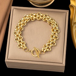 Золотой 304 из нержавеющей стали цепи овальной ссылка браслеты, многожильный для женщин, золотые, 6-3/4 дюйм (17 см)