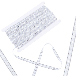 Silver Metallic Polyester Ribbon, Garment Accessory, Oval Pattern, Silver, 1/2 inch(12mm), about 21.87 Yards(20m)/Card