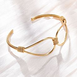 Настоящее золото 16K 304 женские браслеты-манжеты из нержавеющей стали, реальный 16 k позолоченный, шириной 19.5 мм , внутренний диаметр: 46.5x60 мм