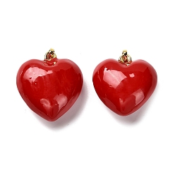 (123L) Белый крем непрозрачный блеск Латунь эмаль подвески, шарма сердца, долговечный, без кадмия и без свинца, стойки покрытие, реальный 18 k позолоченный, огнеупорный кирпич, 28x26x14 мм, отверстие : 6.5x4 мм