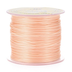 Персиковый Слойка Японский плоский эластичный хрустальный шнур, полиэфирная нить, для изготовления браслетов-стрейч ювелирных изделий из драгоценных камней, розовые, 0.5 мм, около 65.6 ярдов (60 м) / рулон