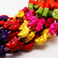 Mixed Color Moon Synthetic Turquoise Beads Strands, Dyed, Mixed Color, 17x9x7mm, Hole: 1mm, about 19pcs/strand, 15.7 inch