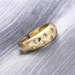 Настоящее золото 18K Латунные кольца-манжеты с микропаве и прозрачным цирконием для женщин, долговечный, без свинца и без кадмия, реальный 18 k позолоченный, 7.5 мм