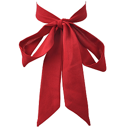 Dark Red 2Pcs Chiffon Ties for Women, Solid Color Necktie, Dark Red, 1420~1440x25~43x0.5mm
