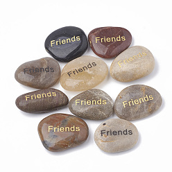 Речной Камень Натуральный речной камень пальмовый камень, карманный камень, самородки со словами друзей, 30~50x20~35x7~15 мм