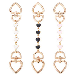 (52) Непрозрачная лаванда 3 шт 3 цвета сплав эмаль сердце звено сумка удлинитель цепи, с поворотными застежками сплава, золотые, разноцветные, 153 мм, 1 шт / цвет