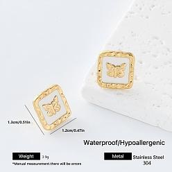 Rectangle 304 женские серьги-пусеты с эмалью из нержавеющей стали, золотые, прямоугольные, 13x12 мм