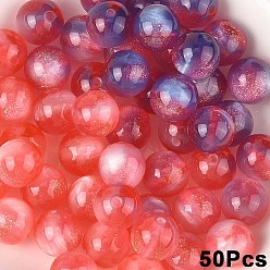 Salmon 50Pcs Opaque UV Reactive Beads, Color Changing Beads, Round, with Glitter Powder, Salmon, 10mm, Hole: 1.6mm