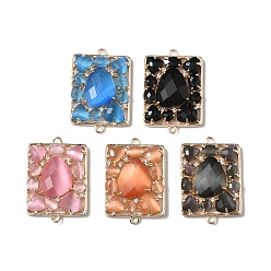 (52) Непрозрачная лаванда Подвески-коннекторы из латуни с прозрачным кубическим цирконием и кошачьим глазом, реальный 18 k позолоченный, стойки покрытие, долговечный, без кадмия и без свинца, разноцветные, 33.5x23x6 мм, отверстие : 1.8 мм