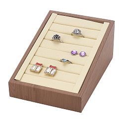 Бежевый Подставки-органайзеры с наклонной задней частью из искусственной кожи, держатель для колец и серег-гвоздиков, прямоугольные, бежевые, 10.6x15.15x6.6 см