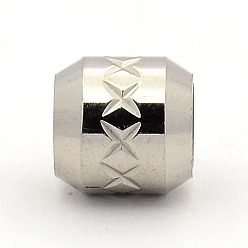 Stainless Steel Color Tarnish Resistant Stainless Steel Beads, Large Hole Column Beads, Stainless Steel Color, 10x10mm, Hole: 5mm