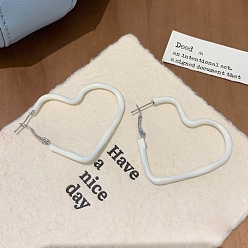 Белый Серьги-кольца из эпоксидного сплава, платина, белые, 50 мм