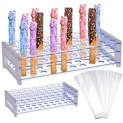 Прозрачный 1 Многофункциональные пластиковые тубусные стеллажи для демонстрации товаров, лабораторные принадлежности, с 100шт. в целлофановом пакете OPP, прямоугольные, прозрачные, 250x113x64 мм