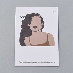 Верблюжий Картонных карт дисплей ювелирных изделий, для подвешивания сережек и ожерелий, прямоугольные, Женская модель, верблюжие, 9x6x0.05 см, отверстия: 0.2 cm