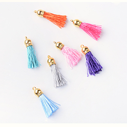 Mixed Color Polyester Tassel Pendant Decorations, with CCB Plastic Cord Ends, Mixed Color, 42~45x10mm, Hole: 3mm
