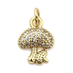 Золотой Латунные микро проложить кубического циркония прелести, гриб, стойки покрытие, долговечный, без кадмия и без свинца, с целью перехода в кольце, золотые, 13.5x10x3 мм, отверстие : 3.5 мм