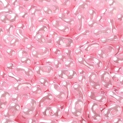 Pink Opaque Acrylic Beads, Beans, Pink, 6x3.5x3mm, Hole: 1.2mm, about 10000pcs/500g