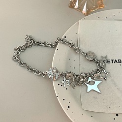 Платина Латунные ожерелья с подвеской в виде звезды и кисточки для женщин, платина, 16.54 дюйм (42 см)