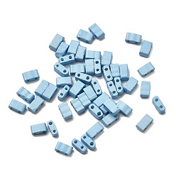Небесно-голубой 2 Отверстие для выпечки краски стеклянные бусины, прямоугольные, голубой, 5x2.5x2 мм, отверстие : 0.8 мм
