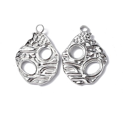 Нержавеющая Сталь Цвет Не тускнеющие 304 подвески из нержавеющей стали, очарование самородка, цвет нержавеющей стали, 25.5x18.5x2.5 мм, отверстие : 1.8 мм