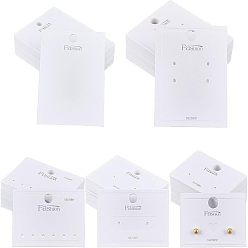 White 150 Pcs 5 Styles Paper Display Cards, for Earrings & Necklace, Rectangle, White, 30pcs/style