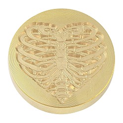 Skeleton Набор штампов сургучной печати Хэллоуина, штамп из сургуча, головка из цельной латуни с ручкой из ретро-дерева, для конвертов приглашений, подарочная карта, скелет сердца, 89 мм