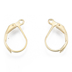Real 18K Gold Plated Brass Leverback Earring Findings, with Horizontal Loop, Cadmium Free & Nickel Free & Lead Free, Real 18K Gold Plated, 16x10x2mm, Hole: 1.2mm