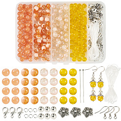 Оранжевый Ювелирные изделия, в том числе стеклянные бусины, 304 из нержавеющей стали французских крючков серьги, бусины и застежки из сплава, алюминиевых колец, латунные булавки и эластичная нить из спандекса с кристаллами, оранжевые, 10x4 мм, отверстие : 1 мм