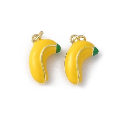 Банан Латунь эмаль подвески, с целью перехода в кольце, без кадмия и без свинца, реальный 16 k позолоченный, фрукты чары, банан, 10.5x15.5x6 мм, отверстие : 3 мм