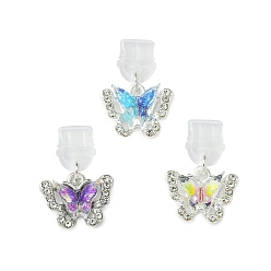 (52) Непрозрачная лаванда Пластиковый пылезащитный мобильного пробки, Бабочка сплава горный хрусталь подвески, для крышки порта USB типа C, разноцветные, 26 мм, 3 шт / комплект