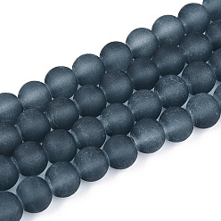 чирок Матовые прозрачные стеклянные бусины, круглые, зелено-синие, 8 мм, отверстие : 1.3 мм, около 99 шт / нитка, 12.36'' (31.4 см)