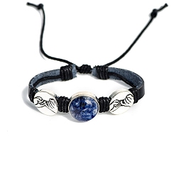 Blauer Fleck Jaspis Natürliche blaue Punktjaspisarmbänder, Herz, 6-1/4~10-1/4 Zoll (16~26 cm)