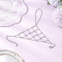 Платина Латунные кабельные цепи кольца браслеты для женщин, ромб, с сердцем 201 подвески из нержавеющей стали и латунные соединительные подвески, платина, 6-5/8 дюйм (16.7 см)