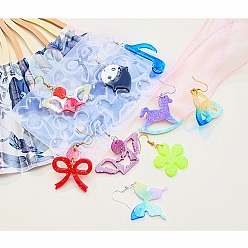 Белый DIY силиконовые формы для кулона, формы для литья смолы, животное/нота/растение, белые, 138x88x4 мм, отверстие : 1.7 мм, внутренний диаметр: 12~48.5x12~42 мм