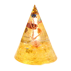 Цитрин Генераторы энергии из натурального цитрина конического оргонита с деревом жизни, обернутым медью, для энергетической балансировки медитативной терапии, 50x50 мм