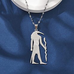 Нержавеющая Сталь Цвет 201 подвеска из нержавеющей стали с изображением древнеегипетского бога Анубиса, цвет нержавеющей стали, 16.02 дюйм (40.7 см)