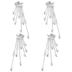 Platinum 2 Pairs Star Alloy Rhinestone Dangle Stud Earrings for Women, Chain Charm, Platinum, 20.5x11.5mm