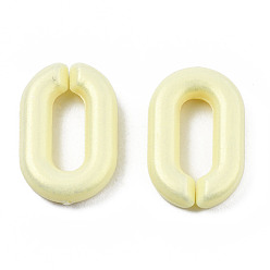 Light Goldenrod Yellow Spray Painted Acrylic Linking Rings, Rubberized Style, Quick Link Connectors, for Cable Chains Making, Faceted, Oval, Light Goldenrod Yellow, 15x9x3mm, Inner Diameter: 8x3mm, about 2100pcs/500g