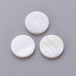 Freshwater Shell Freshwater Shell Beads, Flat Round, 17.8~18.2x3mm, Hole: 1mm