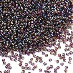 (RR294) Transparent Dark Smoky Amethyst AB Миюки круглые бусины рокайль, японский бисер, (rr294) прозрачный темный дымчатый аметист ab, 11/0, 2x1.3 мм, отверстие : 0.8 мм, Около 50000 шт / фунт