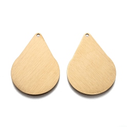 Золотой Ионное покрытие (ip) 304 подвески из нержавеющей стали, пустая бирка с матовой отделкой, лазерная резка, двухсторонний эффект тягового станка, слеза, золотые, 37x26x1 мм, отверстие : 1.8 мм