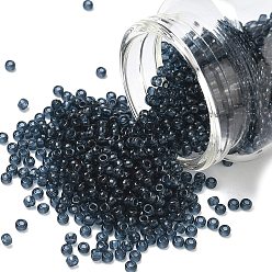 (RR2411) Transparent Montana Blue Миюки круглые бусины рокайль, японский бисер, 8/0, (rr 2411) прозрачный синий монтана, 8/0, 3 мм, отверстие : 1 мм, Около 19000~20500 шт / фунт