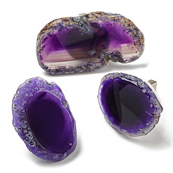 Индиго Окрашенный и нагреваемый натуральный ломтик агата, USB-ночник, украшение, ночник из целебного камня для домашнего декора спальни, индиговые, 38~67.5x33~41x26~27 мм